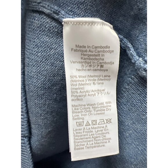 J. Crew Medium Blue Merino Wool Quarter Zip Sweater - Picture 5 of 7